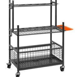 VEVOR Garden Tool Organizer, 16 Slots with Hooks, Yard Tool Tower Rack with Wheels for Garage Organization and Storage, Hold Long-Handled Tool/Rake/Broom, Metal Tool Stand Holder for Shed, Outdoor
