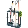 VEVOR Garden Tool Organizer, 35 Slots with Hooks, Metal Garage Storage Rack, for Rakes/Shovels/Brooms, Yard Utility Tool Holder for Shed/Outdoor/Lawn Organization, Heavy-Duty Steel, Freestanding,Black
