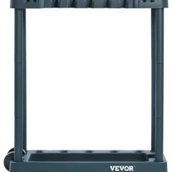 VEVOR Garden Tool Organizer, 10 Slots with Hooks, Yard Tool Tower Rack with Wheels for Garage Organization and Storage, Hold Long-Handled Tool/Rake/Broom, Metal Tool Stand Holder for Shed, Outdoor