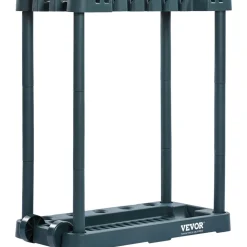 VEVOR Garden Tool Organizer, 35 Slots with Hooks, Metal Garage Storage Rack, for Rakes/Shovels/Brooms, Yard Utility Tool Holder for Shed/Outdoor/Lawn Organization, Heavy-Duty Steel, Freestanding,Black