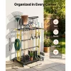 VEVOR Garden Tool Organizer with Wheels, Large Metal Garage Storage Rack, for Rakes/Shovels/Brooms/Long Farming Tools, Yard Utility Holder for Shed/Outdoor/Lawn Organization, Heavy-Duty Steel, Black