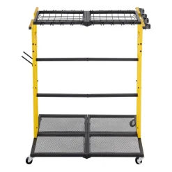 VEVOR Garden Tool Organizer with Wheels, Large Metal Garage Storage Rack, for Rakes/Shovels/Brooms/Long Farming Tools, Yard Utility Holder for Shed/Outdoor/Lawn Organization, Heavy-Duty Steel, Black