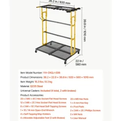 VEVOR Garden Tool Organizer with Wheels, Large Metal Garage Storage Rack, for Rakes/Shovels/Brooms/Long Farming Tools, Yard Utility Holder for Shed/Outdoor/Lawn Organization, Heavy-Duty Steel, Black