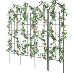 VEVOR Garden Trellis for Climbing Plants, 71 x 20 in, 4 Packs Rustproof Metal Garden Flower Trellis, Outdoor Climbing Rose Trellis Cucumbers Support, Decorative Clematis Trellis for Courtyards Lawns