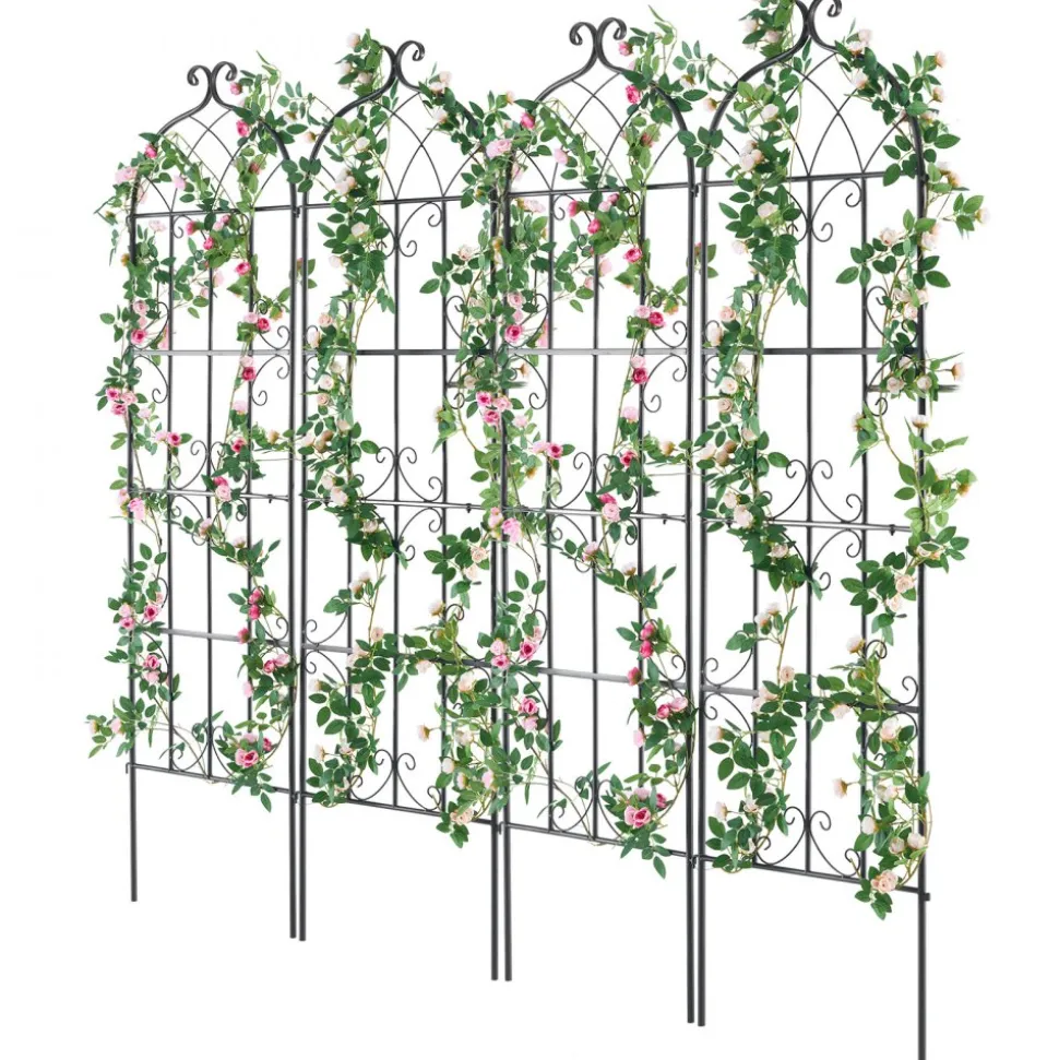 VEVOR Garden Trellis for Climbing Plants, 71 x 20 in, 4 Packs Rustproof Metal Garden Flower Trellis, Outdoor Climbing Rose Trellis Cucumbers Support, Decorative Clematis Trellis for Courtyards Lawns