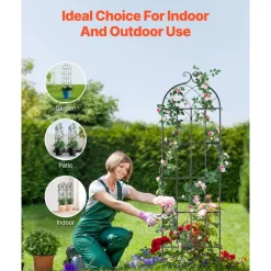 VEVOR Garden Trellis for Climbing Plants, 71 x 20 in, 4 Packs Rustproof Metal Garden Flower Trellis, Outdoor Climbing Rose Trellis Cucumbers Support, Decorative Clematis Trellis for Courtyards Lawns