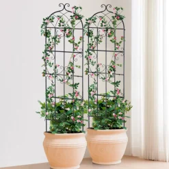 VEVOR Garden Trellis for Climbing Plants, 71 x 20 in, 4 Packs Rustproof Metal Garden Flower Trellis, Outdoor Climbing Rose Trellis Cucumbers Support, Decorative Clematis Trellis for Courtyards Lawns