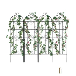VEVOR Garden Trellis for Climbing Plants, 71 x 20 in, 4 Packs Rustproof Metal Garden Flower Trellis, Outdoor Climbing Rose Trellis Cucumbers Support, Decorative Clematis Trellis for Courtyards Lawns