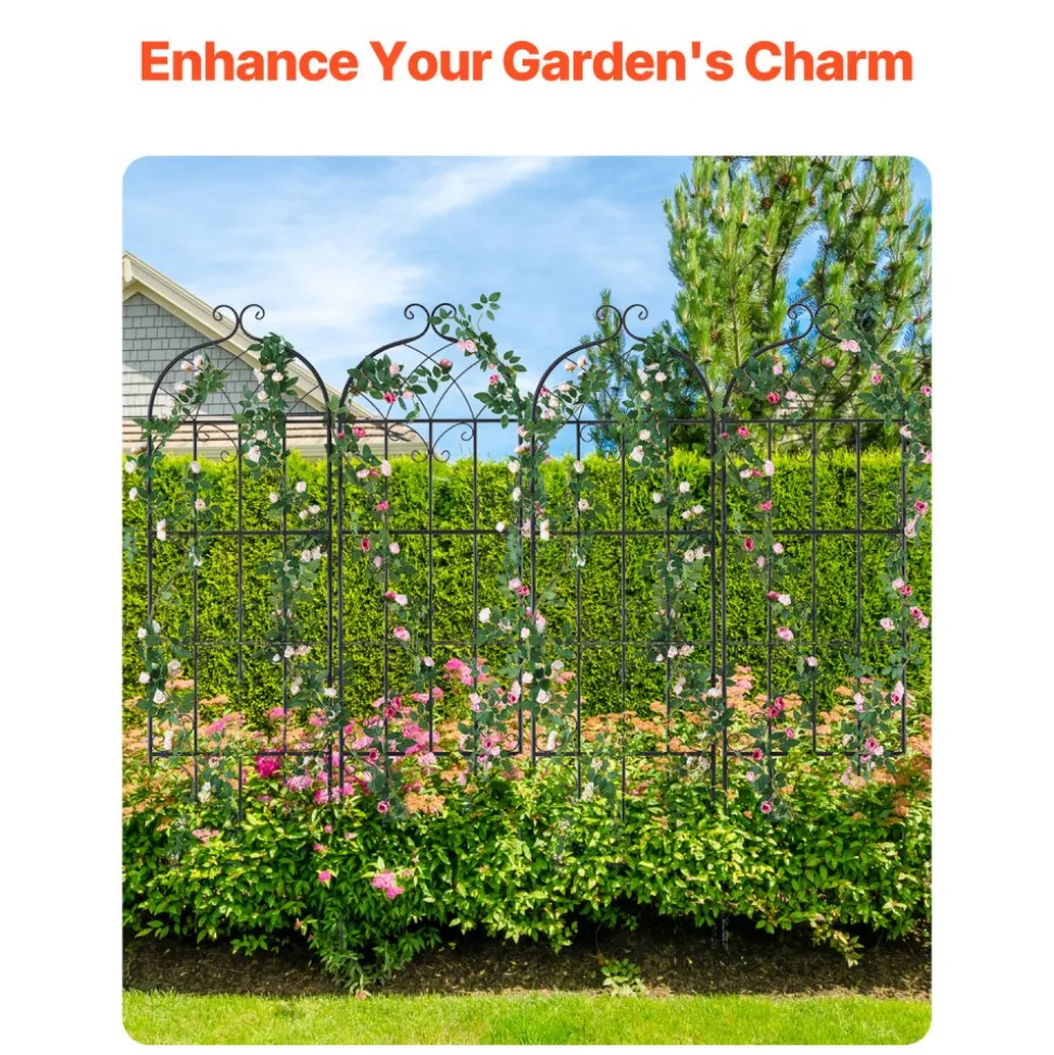 VEVOR Garden Trellis for Climbing Plants, 71 x 20 in, 4 Packs Rustproof Metal Garden Flower Trellis, Outdoor Climbing Rose Trellis Cucumbers Support, Decorative Clematis Trellis for Courtyards Lawns