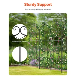 VEVOR Garden Trellis for Climbing Plants, 71 x 20 in, 4 Packs Rustproof Metal Garden Flower Trellis, Outdoor Climbing Rose Trellis Cucumbers Support, Decorative Clematis Trellis for Courtyards Lawns