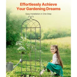 VEVOR Garden Trellis for Climbing Plants, 71 x 20 in, 2 Packs Rustproof Metal Garden Flower Trellis, Outdoor Climbing Rose Trellis Cucumbers Support, Decorative Clematis Trellis for Courtyards Lawns