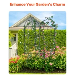 VEVOR Garden Trellis for Climbing Plants, 71 x 20 in, 2 Packs Rustproof Metal Garden Flower Trellis, Outdoor Climbing Rose Trellis Cucumbers Support, Decorative Clematis Trellis for Courtyards Lawns