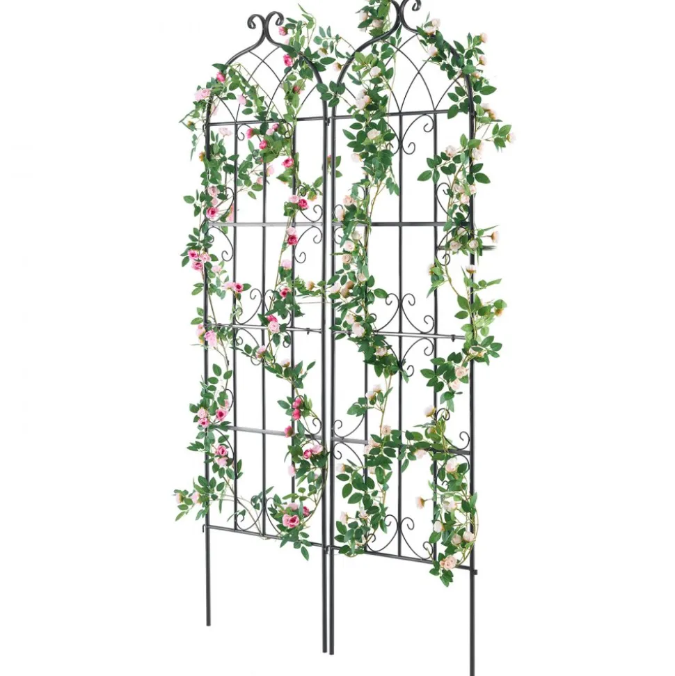 VEVOR Garden Trellis for Climbing Plants, 71 x 20 in, 2 Packs Rustproof Metal Garden Flower Trellis, Outdoor Climbing Rose Trellis Cucumbers Support, Decorative Clematis Trellis for Courtyards Lawns