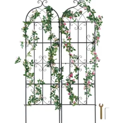 VEVOR Garden Trellis for Climbing Plants, 71 x 20 in, 2 Packs Rustproof Metal Garden Flower Trellis, Outdoor Climbing Rose Trellis Cucumbers Support, Decorative Clematis Trellis for Courtyards Lawns