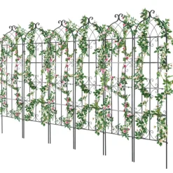 VEVOR Garden Trellis for Climbing Plants, 71 x 20 in, 6 Packs Rustproof Metal Garden Flower Trellis, Outdoor Climbing Rose Trellis Cucumbers Support, Decorative Clematis Trellis for Courtyards Lawns