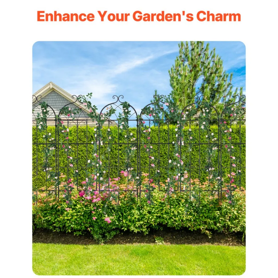 VEVOR Garden Trellis for Climbing Plants, 71 x 20 in, 6 Packs Rustproof Metal Garden Flower Trellis, Outdoor Climbing Rose Trellis Cucumbers Support, Decorative Clematis Trellis for Courtyards Lawns