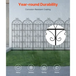 VEVOR Garden Trellis for Climbing Plants, 71 x 20 in, 6 Packs Rustproof Metal Garden Flower Trellis, Outdoor Climbing Rose Trellis Cucumbers Support, Decorative Clematis Trellis for Courtyards Lawns