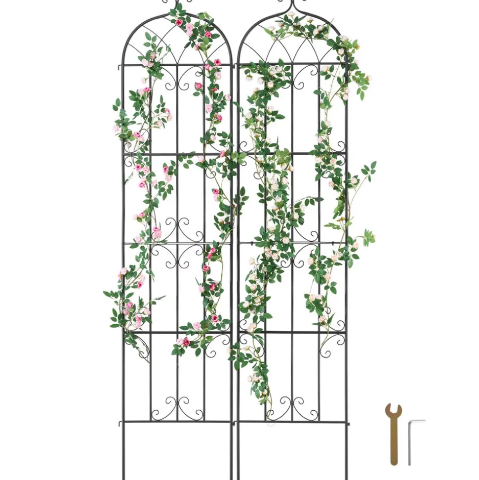 VEVOR Garden Trellis for Climbing Plants, 87 x 20 in, 2 Packs Rustproof Metal Garden Flower Trellis, Outdoor Climbing Rose Trellis Cucumbers Support, Decorative Clematis Trellis for Courtyards Lawns