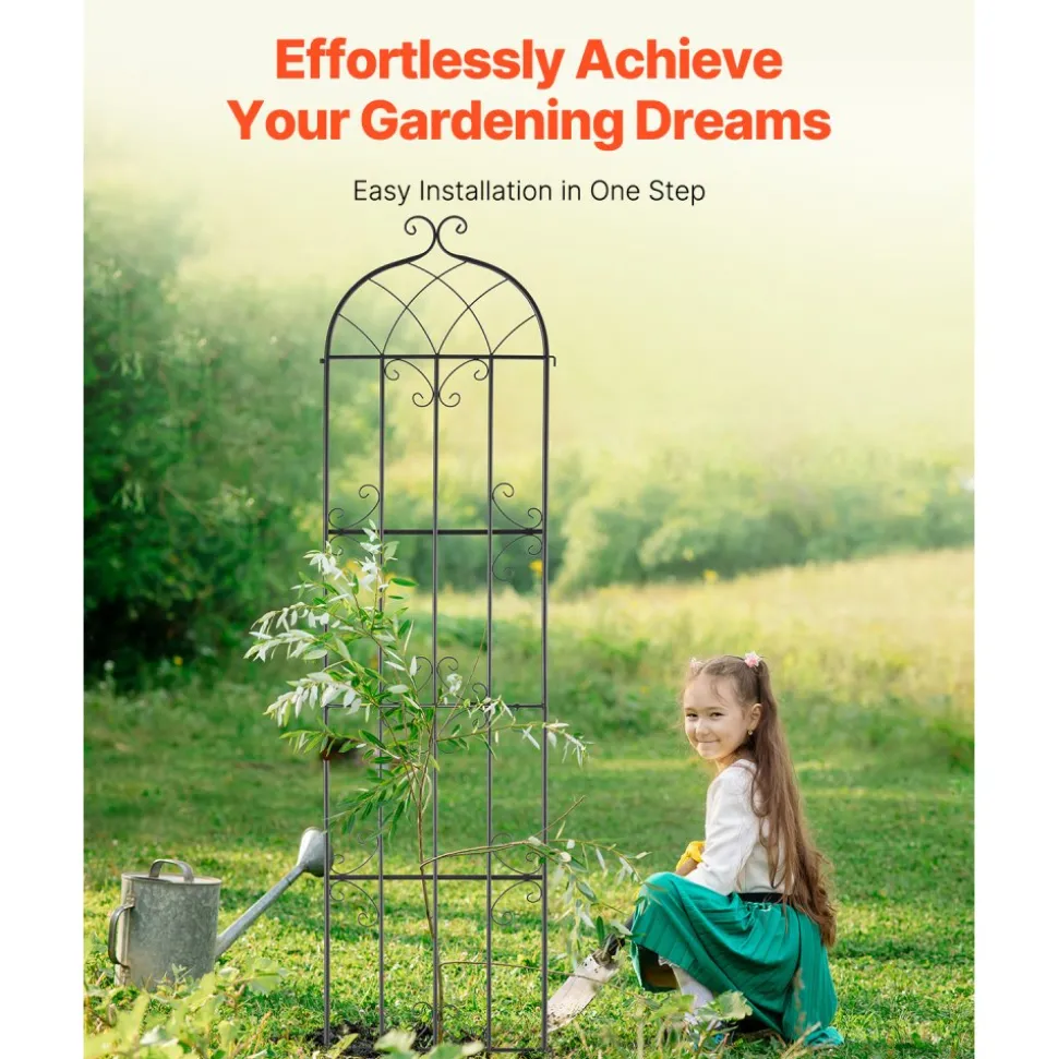 VEVOR Garden Trellis for Climbing Plants, 87 x 20 in, 2 Packs Rustproof Metal Garden Flower Trellis, Outdoor Climbing Rose Trellis Cucumbers Support, Decorative Clematis Trellis for Courtyards Lawns
