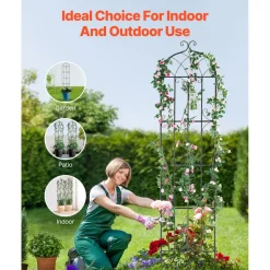 VEVOR Garden Trellis for Climbing Plants, 87 x 20 in, 2 Packs Rustproof Metal Garden Flower Trellis, Outdoor Climbing Rose Trellis Cucumbers Support, Decorative Clematis Trellis for Courtyards Lawns