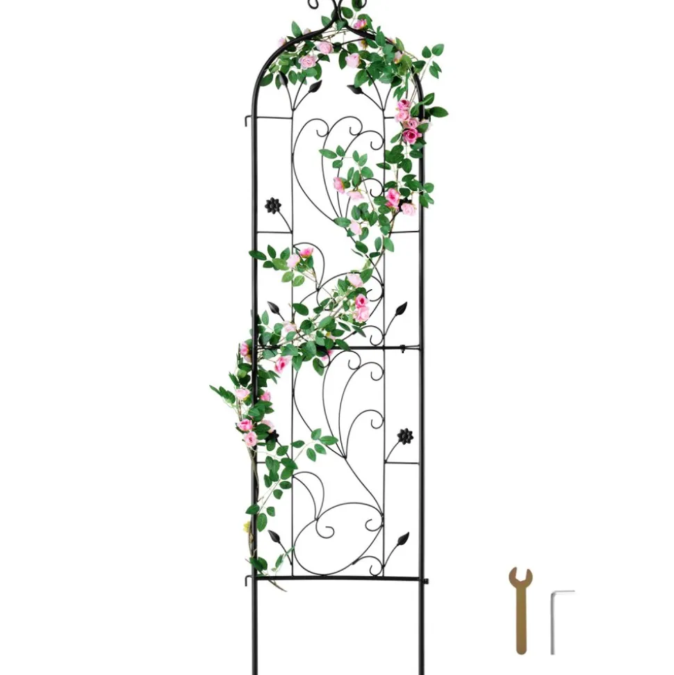 VEVOR Garden Trellis for Climbing Plants, 60 x 15 in, Rustproof Metal Garden Flower Trellis, Outdoor Climbing Rose Trellis Cucumbers Support, Decorative Tall Clematis Trellis for Courtyards Lawns