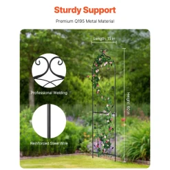 VEVOR Garden Trellis for Climbing Plants, 60 x 15 in, Rustproof Metal Garden Flower Trellis, Outdoor Climbing Rose Trellis Cucumbers Support, Decorative Tall Clematis Trellis for Courtyards Lawns