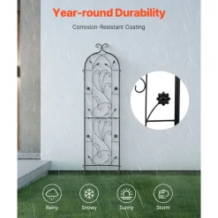 VEVOR Garden Trellis for Climbing Plants, 60 x 15 in, Rustproof Metal Garden Flower Trellis, Outdoor Climbing Rose Trellis Cucumbers Support, Decorative Tall Clematis Trellis for Courtyards Lawns