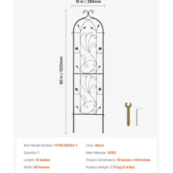VEVOR Garden Trellis for Climbing Plants, 60 x 15 in, Rustproof Metal Garden Flower Trellis, Outdoor Climbing Rose Trellis Cucumbers Support, Decorative Tall Clematis Trellis for Courtyards Lawns