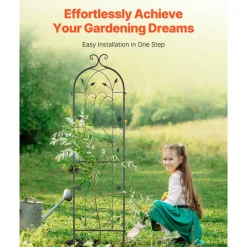 VEVOR Garden Trellis for Climbing Plants, 60 x 15 in, Rustproof Metal Garden Flower Trellis, Outdoor Climbing Rose Trellis Cucumbers Support, Decorative Tall Clematis Trellis for Courtyards Lawns