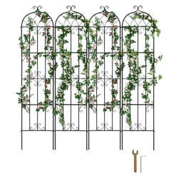 VEVOR Garden Trellis for Climbing Plants, 87 x 20 in, 4 Packs Rustproof Metal Garden Flower Trellis, Outdoor Climbing Rose Trellis Cucumbers Support, Decorative Clematis Trellis for Courtyards Lawns
