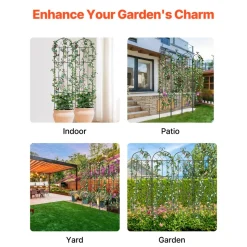 VEVOR Garden Trellis for Climbing Plants, 87 x 20 in, 4 Packs Rustproof Metal Garden Flower Trellis, Outdoor Climbing Rose Trellis Cucumbers Support, Decorative Clematis Trellis for Courtyards Lawns