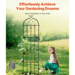VEVOR Garden Trellis for Climbing Plants, 87 x 20 in, 4 Packs Rustproof Metal Garden Flower Trellis, Outdoor Climbing Rose Trellis Cucumbers Support, Decorative Clematis Trellis for Courtyards Lawns