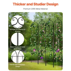 VEVOR Garden Trellis for Climbing Plants, 87 x 20 in, 4 Packs Rustproof Metal Garden Flower Trellis, Outdoor Climbing Rose Trellis Cucumbers Support, Decorative Clematis Trellis for Courtyards Lawns