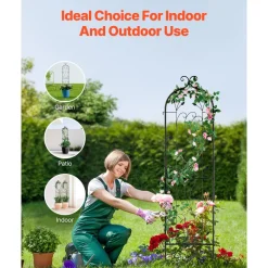 VEVOR Garden Trellis for Climbing Plants, 60 x 15 in, 2 Packs Rustproof Metal Garden Flower Trellis, Outdoor Climbing Rose Trellis Cucumbers Support, Decorative Clematis Trellis for Courtyards Lawns