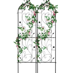 VEVOR Garden Trellis for Climbing Plants, 60 x 15 in, 2 Packs Rustproof Metal Garden Flower Trellis, Outdoor Climbing Rose Trellis Cucumbers Support, Decorative Clematis Trellis for Courtyards Lawns