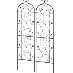 VEVOR Garden Trellis for Climbing Plants, 60 x 15 in, 2 Packs Rustproof Metal Garden Flower Trellis, Outdoor Climbing Rose Trellis Cucumbers Support, Decorative Clematis Trellis for Courtyards Lawns