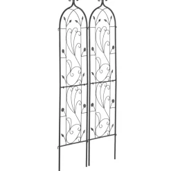 VEVOR Garden Trellis for Climbing Plants, 60 x 15 in, 2 Packs Rustproof Metal Garden Flower Trellis, Outdoor Climbing Rose Trellis Cucumbers Support, Decorative Clematis Trellis for Courtyards Lawns