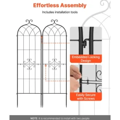 VEVOR Garden Trellis, 71 x 20 inch Rose Trellis, 4 Packs Garden Flower Rose Trellises with Powder-Coated Finish & Convenient Locking Design, Plant Support Trellises for Flowers, Vegetables, Roses