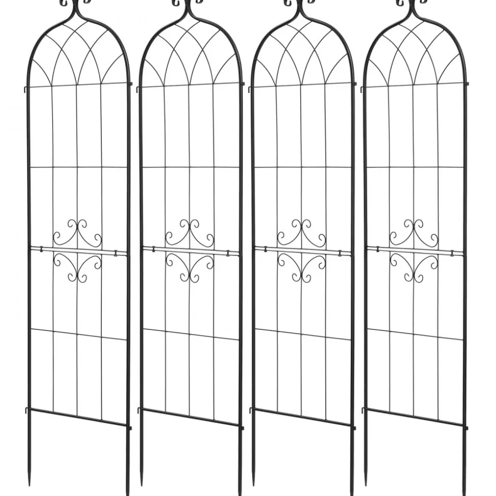 VEVOR Garden Trellis, 71 x 20 inch Rose Trellis, 4 Packs Garden Flower Rose Trellises with Powder-Coated Finish & Convenient Locking Design, Plant Support Trellises for Flowers, Vegetables, Roses