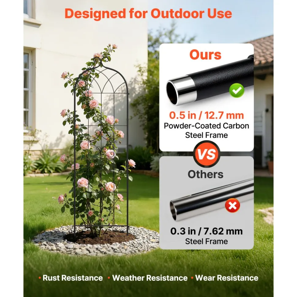 VEVOR Garden Trellis, 71 x 20 inch Rose Trellis, 4 Packs Garden Flower Rose Trellises with Powder-Coated Finish & Convenient Locking Design, Plant Support Trellises for Flowers, Vegetables, Roses