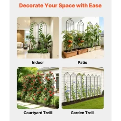 VEVOR Garden Trellis, 87 x 20 inch Rose Trellis, 4 Packs Garden Flower Rose Trellises with Powder-Coated Finish & Convenient Locking Design, Plant Support Trellises for Flowers, Vegetables, Roses