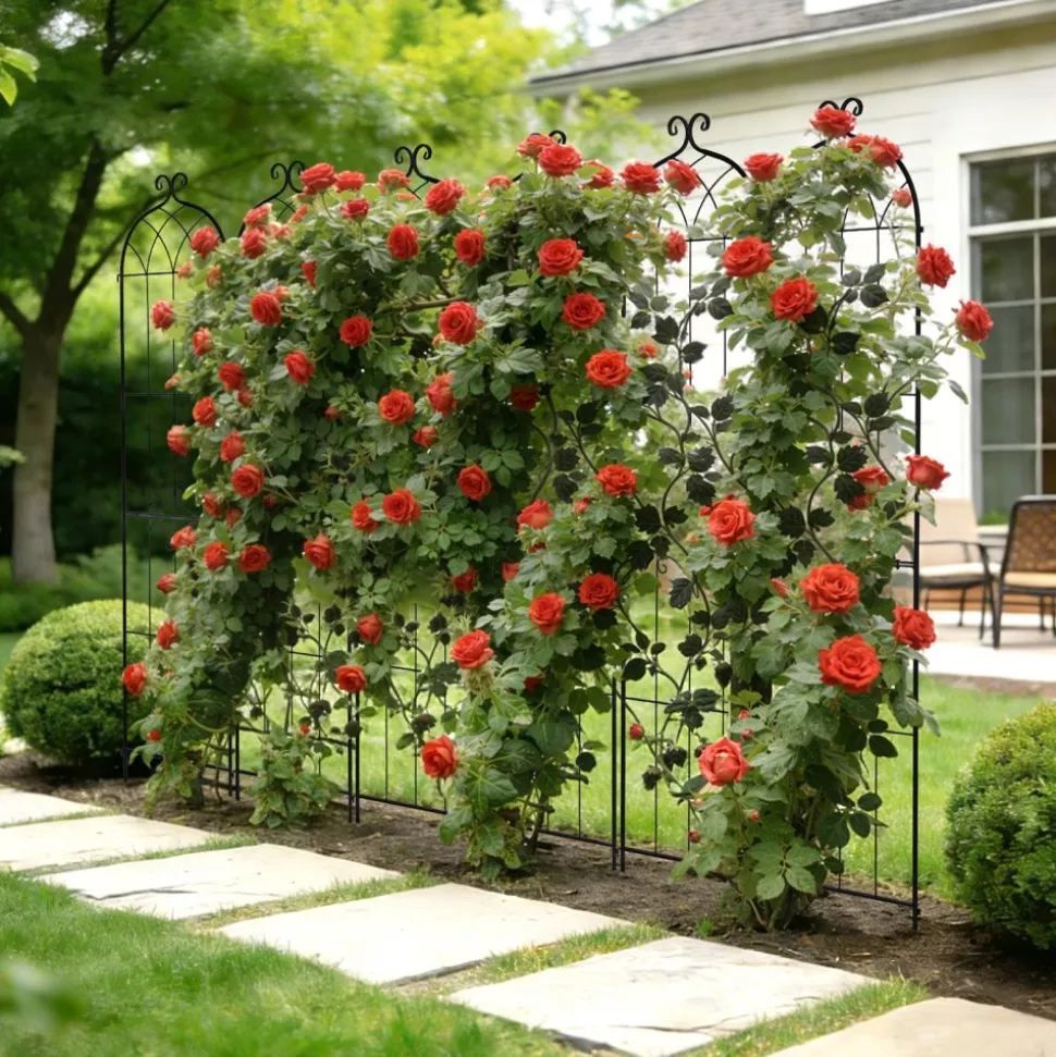 VEVOR Garden Trellis, 87 x 20 inch Rose Trellis, 4 Packs Garden Flower Rose Trellises with Powder-Coated Finish & Convenient Locking Design, Plant Support Trellises for Flowers, Vegetables, Roses