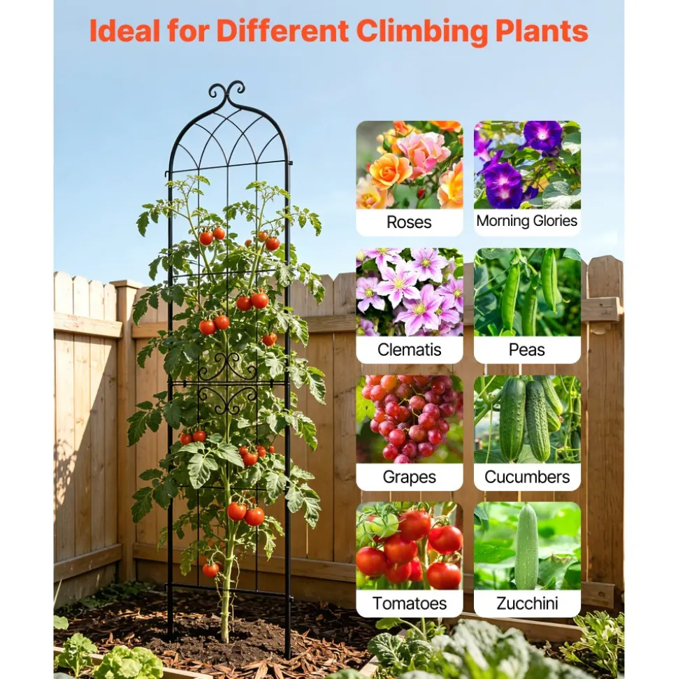 VEVOR Garden Trellis, 87 x 20 inch Rose Trellis, 4 Packs Garden Flower Rose Trellises with Powder-Coated Finish & Convenient Locking Design, Plant Support Trellises for Flowers, Vegetables, Roses