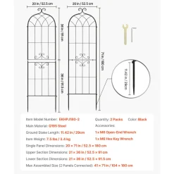 VEVOR Garden Trellis, 71 x 20 inch Rose Trellis, 2 Packs Garden Flower Rose Trellises with Powder-Coated Finish & Convenient Locking Design, Plant Support Trellises for Flowers, Vegetables, Roses