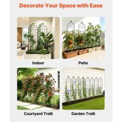 VEVOR Garden Trellis, 71 x 20 inch Rose Trellis, 2 Packs Garden Flower Rose Trellises with Powder-Coated Finish & Convenient Locking Design, Plant Support Trellises for Flowers, Vegetables, Roses