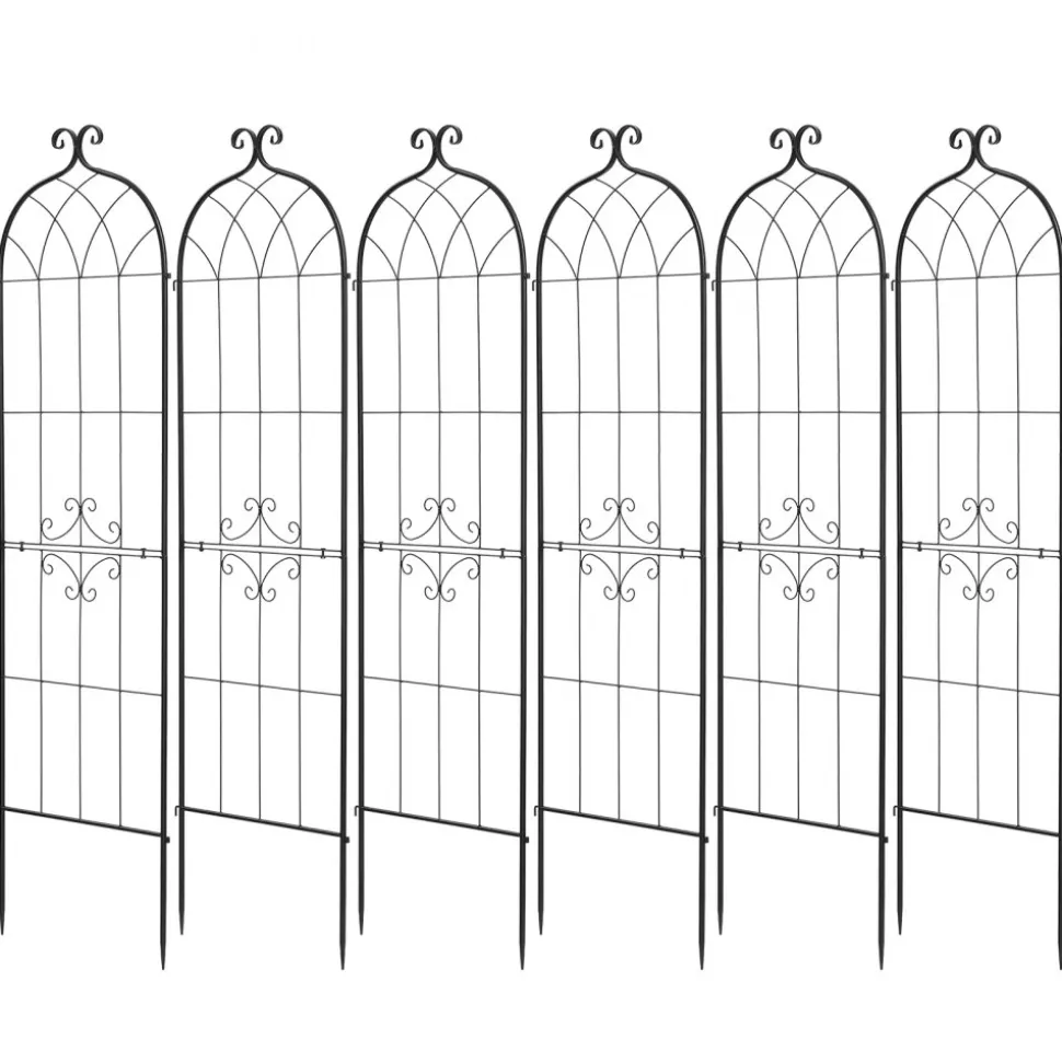 VEVOR Garden Trellis, 71 x 20 inch Rose Trellis, 6 Packs Garden Flower Rose Trellises with Powder-Coated Finish & Convenient Locking Design, Plant Support Trellises for Flowers, Vegetables, Roses