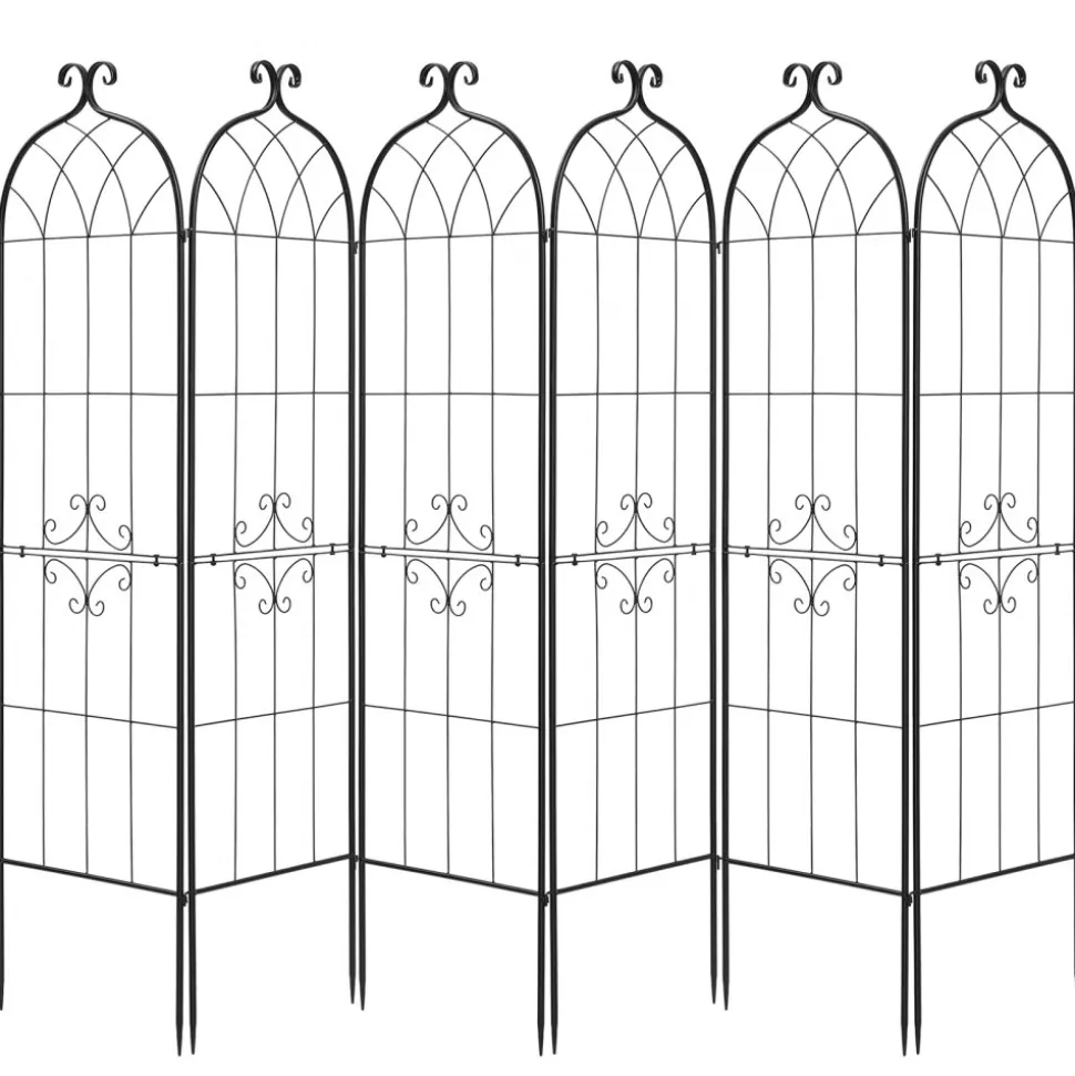 VEVOR Garden Trellis, 71 x 20 inch Rose Trellis, 6 Packs Garden Flower Rose Trellises with Powder-Coated Finish & Convenient Locking Design, Plant Support Trellises for Flowers, Vegetables, Roses