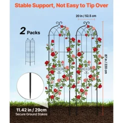 VEVOR Garden Trellis, 87 x 20 inch Rose Trellis, 2 Packs Garden Flower Rose Trellises with Powder-Coated Finish & Convenient Locking Design, Plant Support Trellises for Flowers, Vegetables, Roses