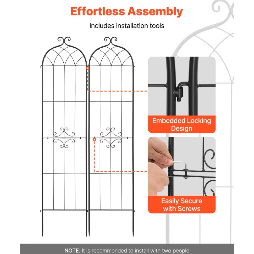 VEVOR Garden Trellis, 87 x 20 inch Rose Trellis, 6 Packs Garden Flower Rose Trellises with Powder-Coated Finish & Convenient Locking Design, Plant Support Trellises for Flowers, Vegetables, Roses