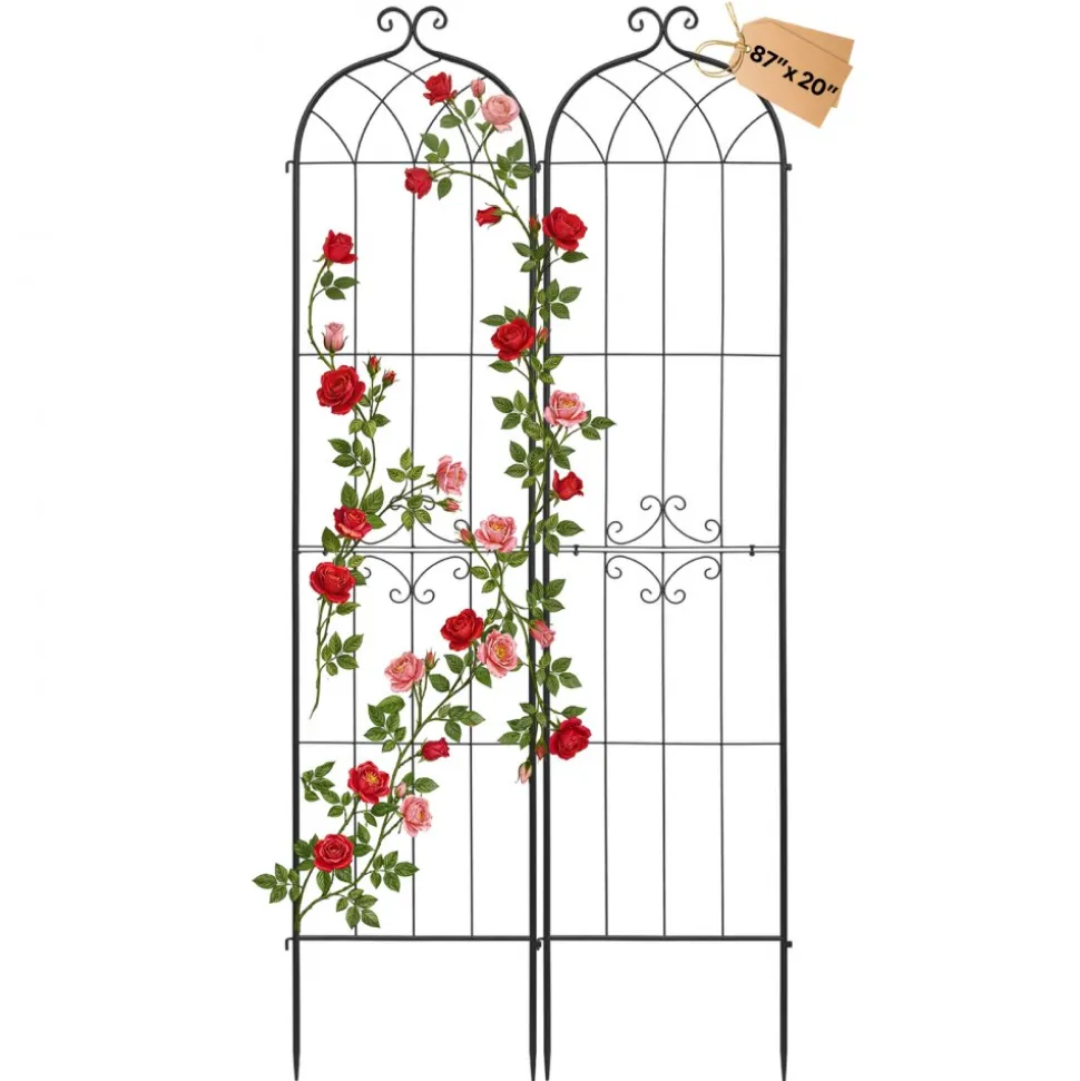 VEVOR Garden Trellis, 87 x 20 inch Rose Trellis, 6 Packs Garden Flower Rose Trellises with Powder-Coated Finish & Convenient Locking Design, Plant Support Trellises for Flowers, Vegetables, Roses